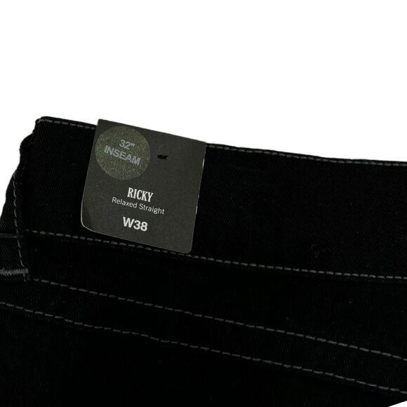 True Religion Men's Black 38 x 32 Jeans Ricky Flap Relaxed Straight Denim New - Picture 6 of 6